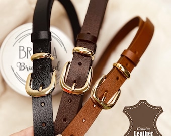 Personalized Leather Belt with Custom Tin / Engraved Women's Belt