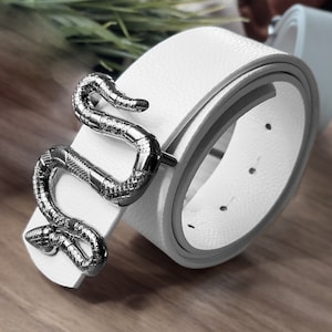 Customizable Vegan Leather Snake Buckle Women's Belt