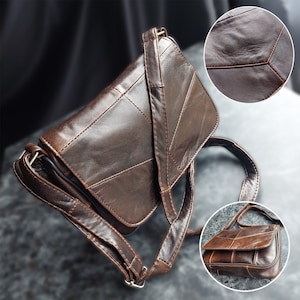 Echtleder Crossbody Tasche - Personalisierte Schultertasche für Frauen - Modische Frauentasche mit Langem Lederband - Geschenk zum Muttertag