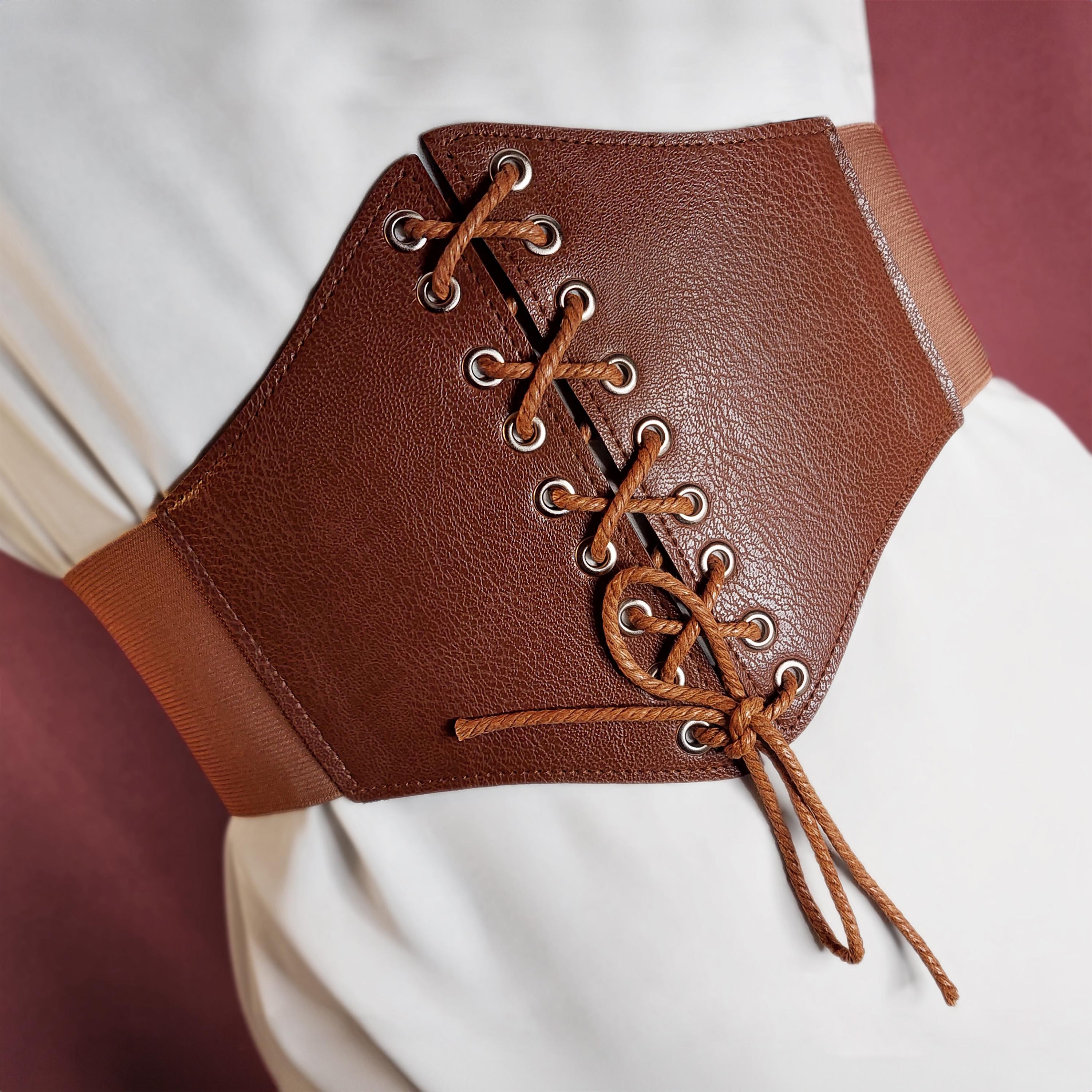 Vegan Leather Elastic Corset Statement Belt Leather Corset Belt - Black | Manière De Voir main image 3