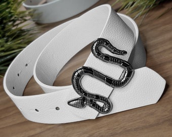 Personalized Woman Belt, Snake Buckle Belt, Customized Women's Vegan Leather Belt, Bridesmaid Gift