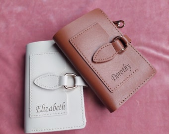 Personalized Photo Wallet - Brown Leatherette Card Holder, Engraved Photo Gift