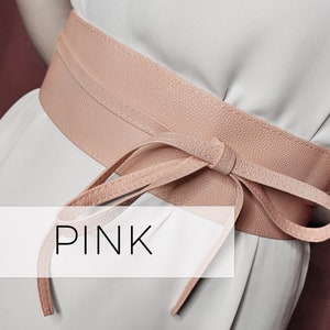Personalized Ladies Waist Belt - Customized Obi Belt - Tan Women&#39;s Vegan Leather Belt - Bow Tie Wraparound Waistband - Double Wrap Belt