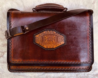 Hand Tooled Leather Crossbody Purse - Custom Text Option - Artisan Gift for Unisex