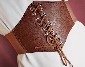 Vegan Leather Corset Belt / Handcrafted Lacing, Personalized Waist Belt