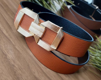 Ceinture en cuir pour femme avec boucle à l'infini - Ceinture pour robe de mariée - Ceinture en cuir végétalien pour femme - Ceinture de demoiselle d'honneur - Cadeau de mariée - Ceinture habillée pour femme