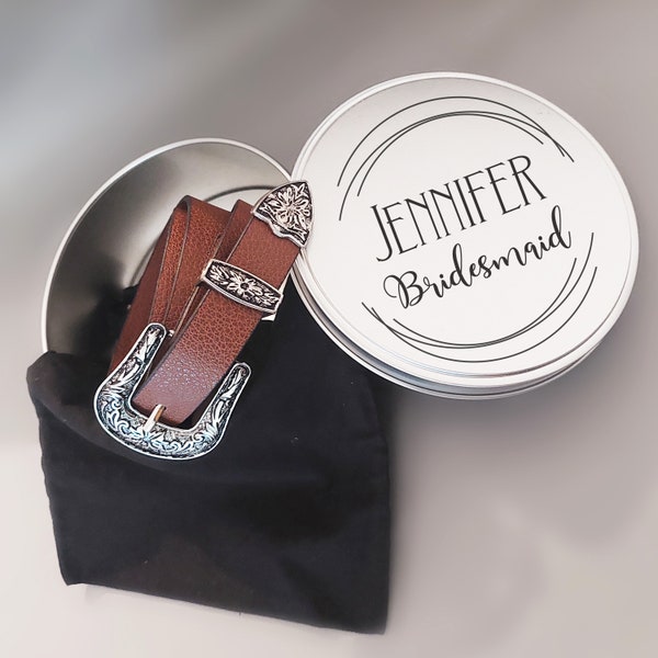 Personalized Western Women Belt, Gift for her, Engraved Women's Leather Belt, Western Buckle Belt, White Woman Vegan Leather Belt