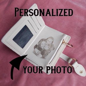 Regalo único para esposa, billetera personalizada para mujer, billetera con foto grabada, billetera personalizada para mujer, regalo de aniversario para novia