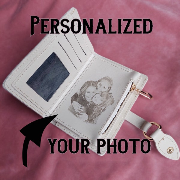 Unique Gift for Wife, Custom Wallet For Woman, Engraved Photo Purse, Women's Personalized Ladies Wallet, Personalised Gift for Mother