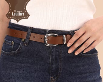 Personalized Leather Women's Belt - Engraved Waist Belt with Custom Tin