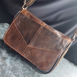 Echtleder handgefertigte Handtasche - personalisierte Umhängetasche für Damen - Leder Damentasche mit langem Lederband - Muttertagsgeschenk