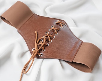 Personalized Vegan Leather Trendy Corset Belt - Engraved Gothic Style