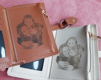 Personalized Photo Wallet Purse / Engraved Your Own Photo Women's Gift