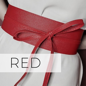Custom Red Vegan Leather Obi Belt: Personalized Waist Tie