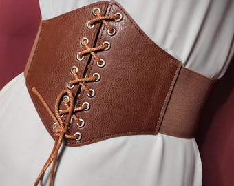 Personalized Vegan Leather Corset Belt - Engraved Gothic Style Belt