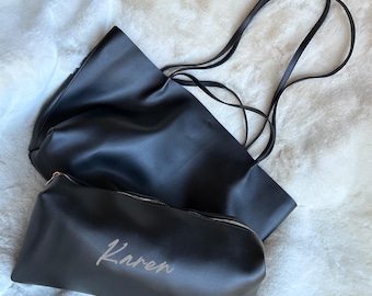 Personalized Vegan Leather Tote Bag - Large Shoulder Bag, Custom Satchel For Her