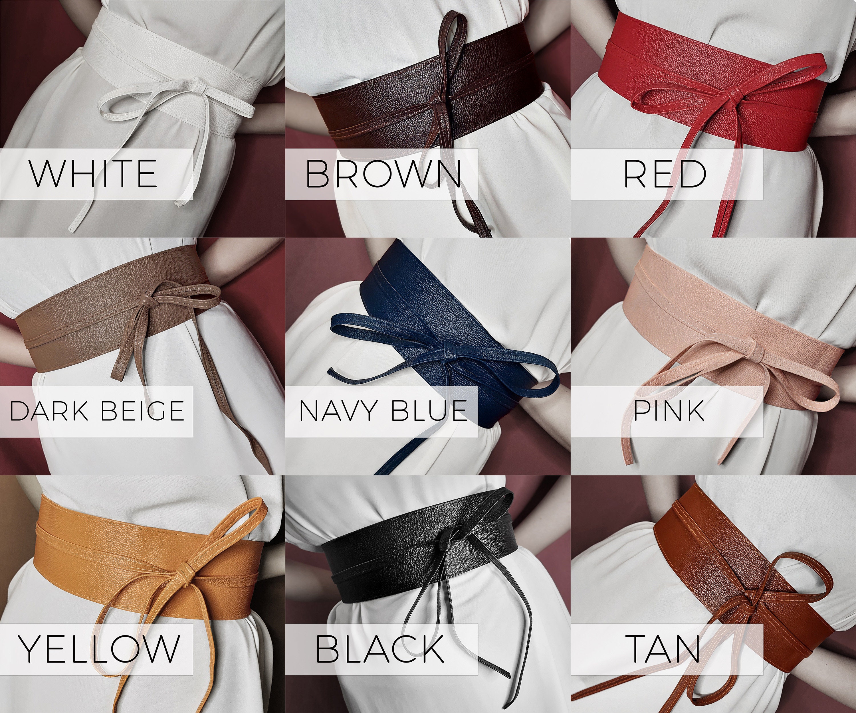 Ceinture Obi Femme En Simili Cuir – Multicolore, Taille Unique (31-35 Pouces), Large