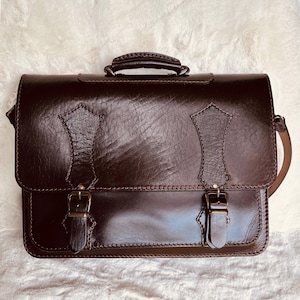 Personalized Leather Messenger Bag: Handmade Rustic Laptop Briefcase