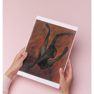 Fall Into the Unknown – digitale kunstafdruk van een schilderij uit de jaren 60 | Expressionistische zwarte kunst | Muurdecoratie menselijke strijd | Afrocentrische print