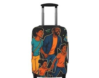 Family Adventure Luggage Cover, Travel Accessory, Vacation Gear, Unique Suitcase Protector, Kids and Family Travel