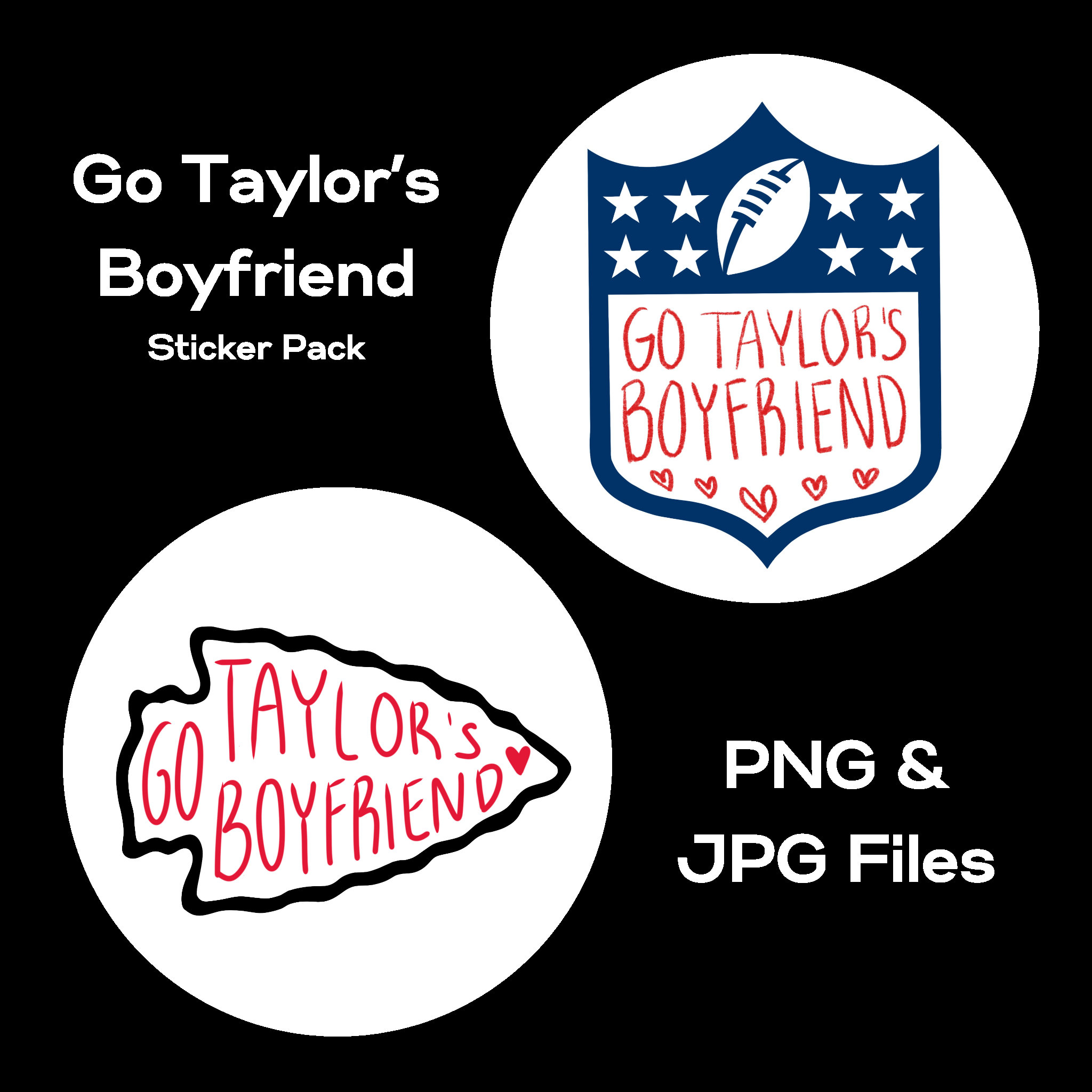 Taylor Swift's Boyfriend Merch Go Taylor Swift's Boyfriend Travis Kelce NFL and Chief Logo Sticker Pack Digital Download JPG