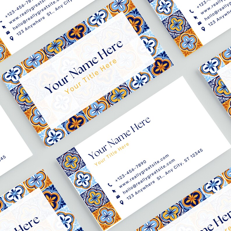 Italian Ceramic Tile Business Card Canva Template Fully Etsy