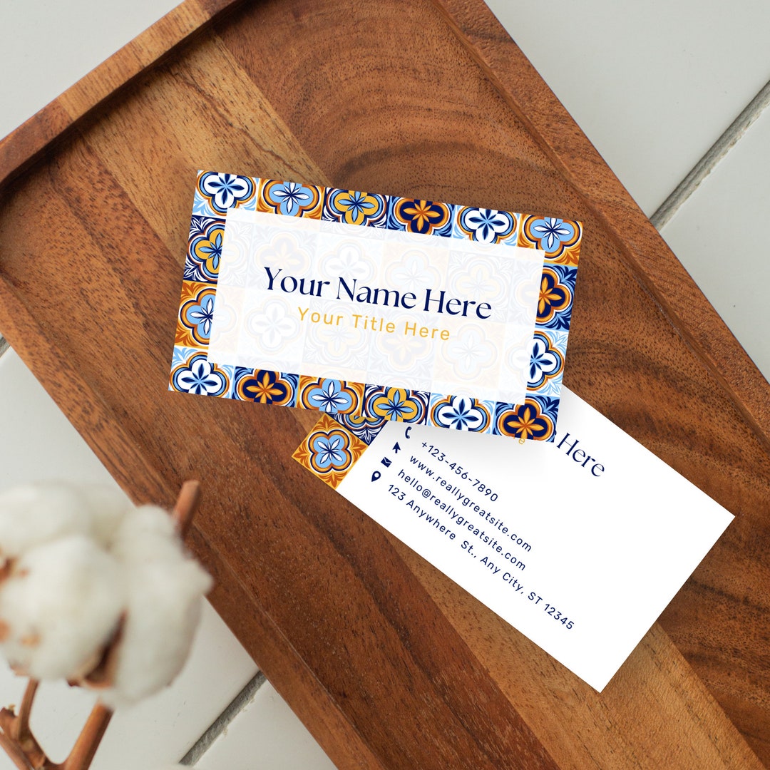 Italian Ceramic Tile Business Card Canva Template Fully Etsy