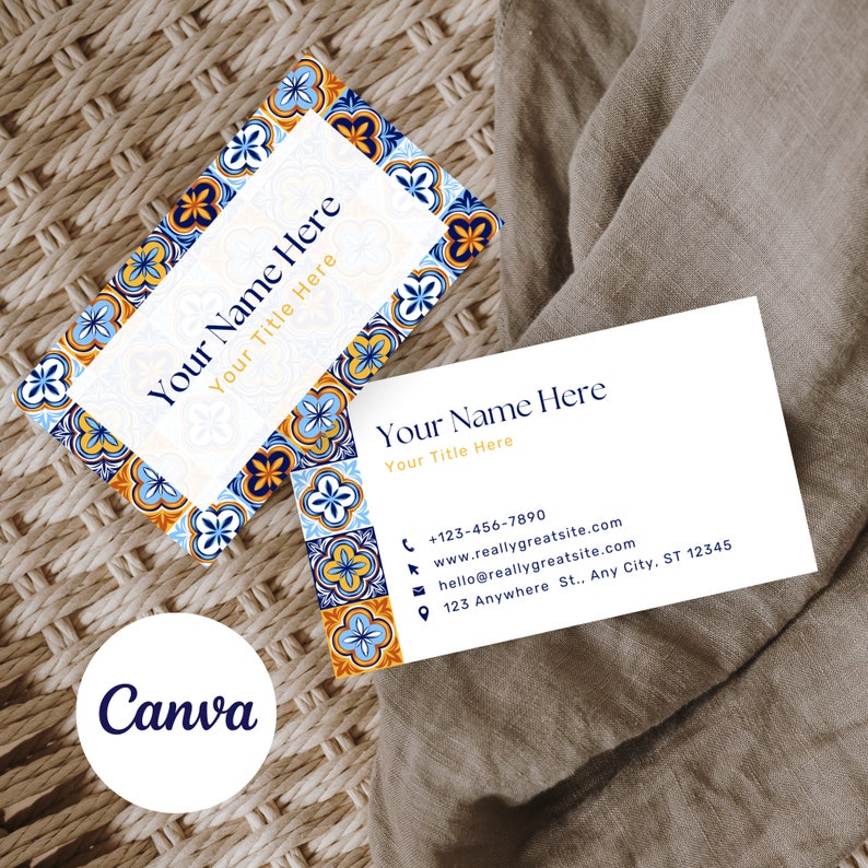Italian Ceramic Tile Business Card Canva Template Fully Etsy