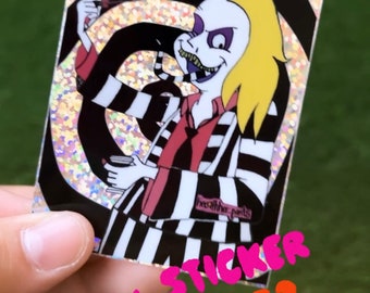 Beetlejuice Glitter Sticker: Halloween Stocking Stuffer, summerween gift