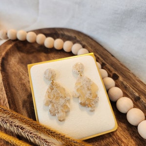 Scalloped Earrings | Art Deco Earrings | Polymer Clay Earrings | Fall Earrings | Gold Quartz | Gold Hardware | Special Occasion Earrings