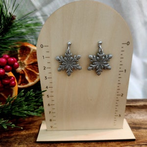 Snowflake Dangle Earrings | Polymer Clay Earrings | Clay Snowflake Earrings | Holiday Earrings | Snowflakes | Handmade Earrings