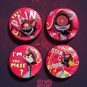Niffty 44 mm ピンバッジセット | Hazbin ホテルボタンコレクション (4個セット)