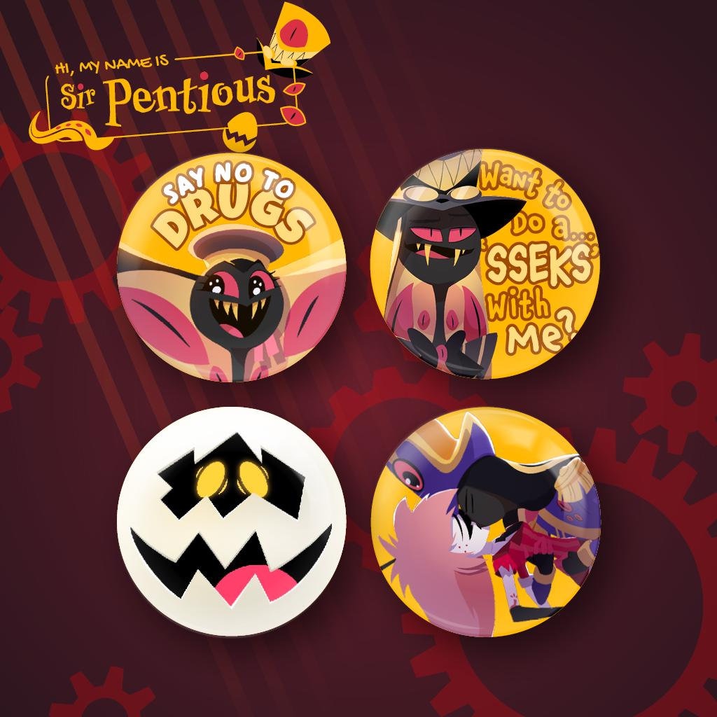 Sir Pentious - Hazbin Hotel Badge Set – 44mm Fan Art Pins - Etsy