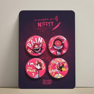 Charlie & Vaggie 44mm Pin Badge Set | Hazbin Hotel Couple Button