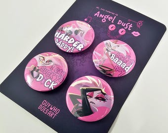 Angel Dust 44mm Pin Badge Set | Hazbin Hotel Button Collection