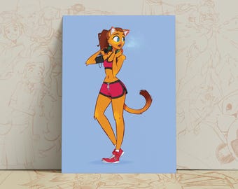 Impressão artística de gato corredor | Personagem original | A4