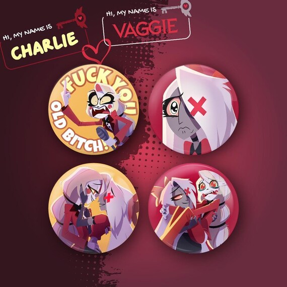 Charlie & Vaggie 4x Badge Set - Hazbin Hotel Character Collection