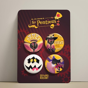 Niffty 44mm Pin Badge Set | Hazbin Hotel Button Collection (set of