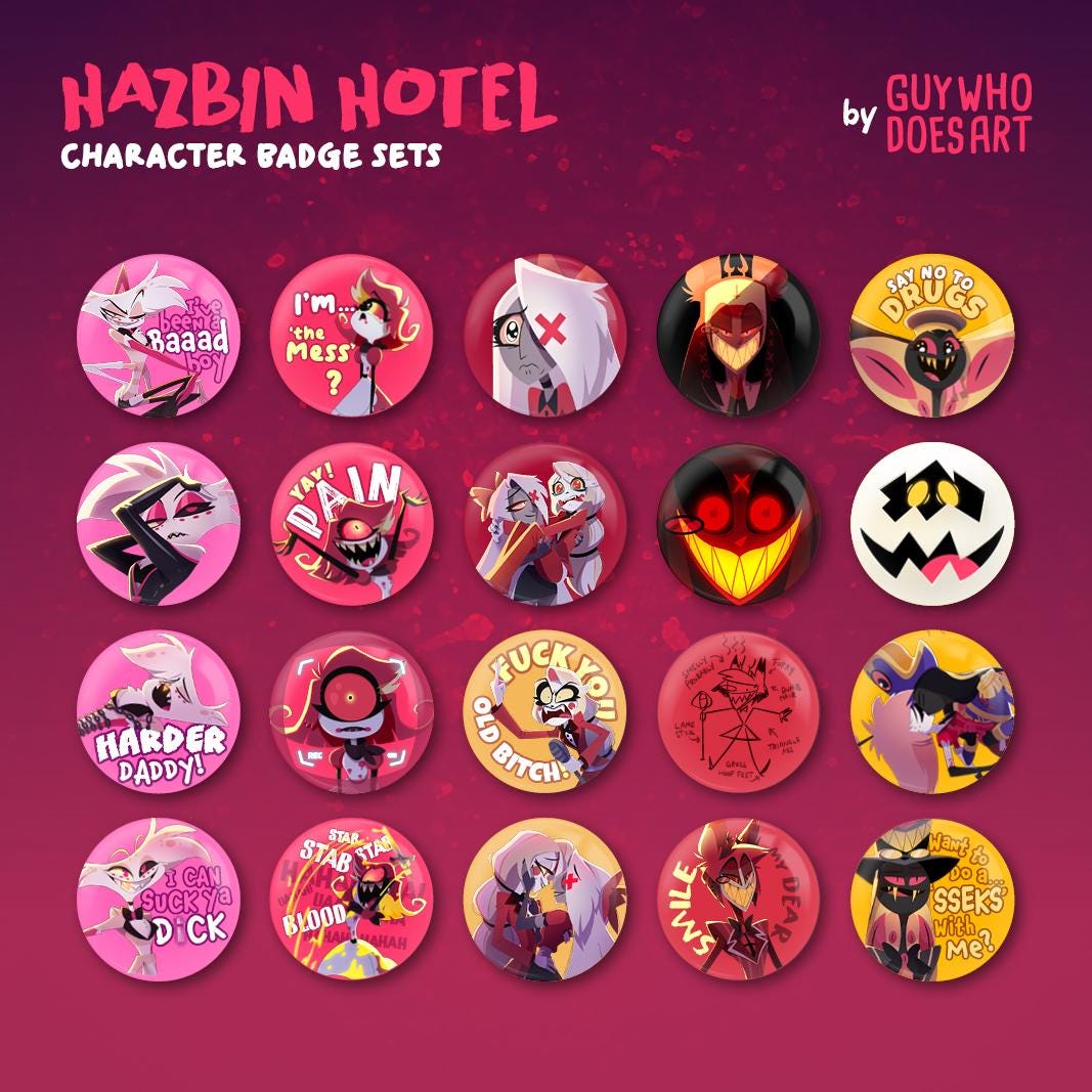 Hazbin Hotel 44mm Character Badge Sets - Etsy