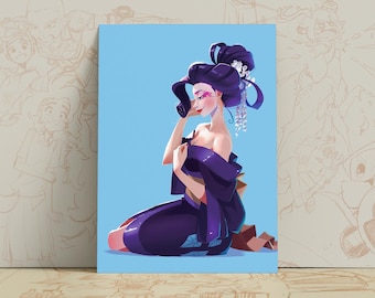 Lámina artística de Rarity Geisha / Decoración inspirada en el anime My Little Pony / A4 y 8×10"