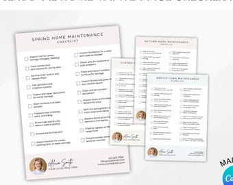 Seasonal Home Checklist for Realtors | Quarterly Home Checklist | Realtor Marketing Template | Real Estate Checklist for Real Estate Agents