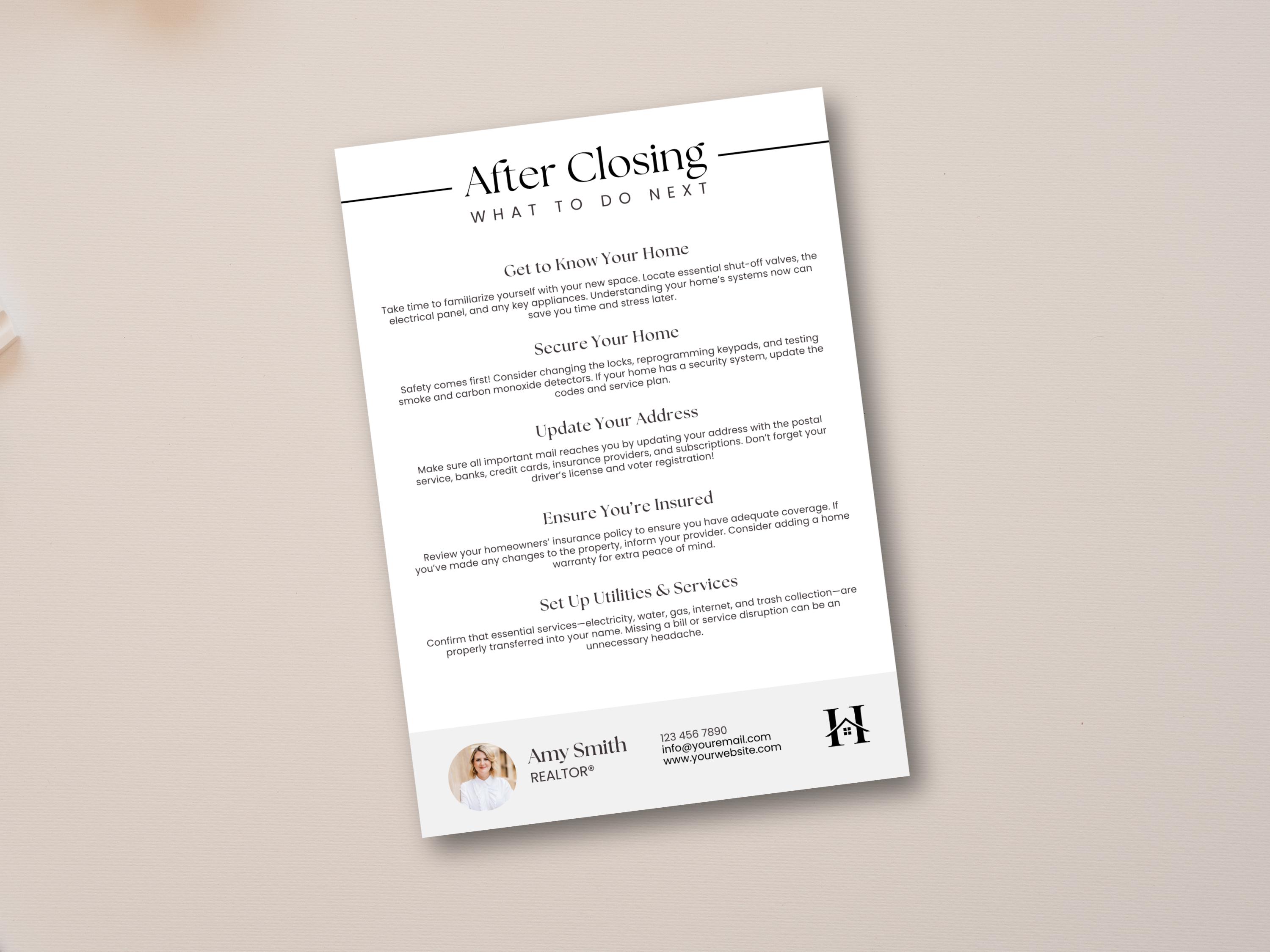 Real Estate Closing Flyer | Realtor Flyer | Editable Home Buyer Seller ...