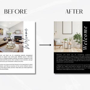 K&ouml;nnte beinhalten: Vorher- und Nachher-Bilder eines Wohnzimmers mit Kamin. Das Vorher-Bild zeigt ein traditionelles Wohnzimmer mit Kamin und einer Couch. Das Nachher-Bild zeigt ein modernes Wohnzimmer mit Kamin und einem Sessel. Der Text "Willkommen" ist in einer handschriftlichen Schrift auf beiden Bildern geschrieben.