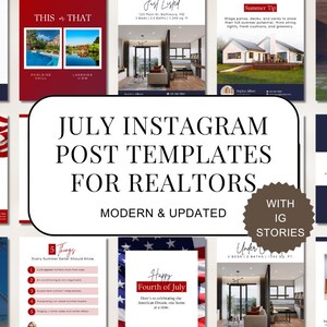 July Real Estate Marketing Templates for Realtors | July Instagram Realtors for Summer | Real Estate Social Media Templates | Canva Template