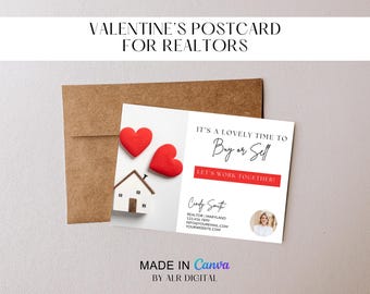 Real Estate Farming Postcard | Valentines Day Real Estate Mailer Farming | Realtor February Valentine Marketing Postcard Canva Template