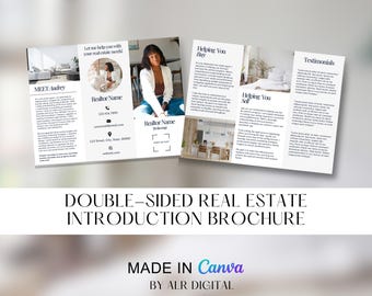 Folleto para agente inmobiliario / Folleto tríptico inmobiliario / Folleto de presentación de bienes raíces / Plantilla Canva