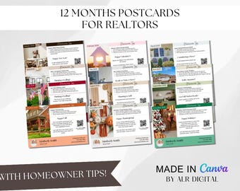 Real Estate Postcard Marketing Homebuyer Tips | Realtor Marketing Postcards for One Year | Real Estate Templates Farming