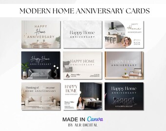 Home Anniversary Postcards for Realtors | Modern Home Anniversary Cards | Happy Housiversary |  | Real Estate Marketing | Canva Editable