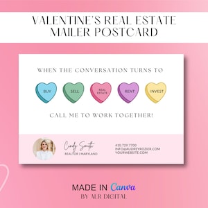 Postal del día de San Valentín para agentes inmobiliarios / Tarjeta de San Valentín para agentes inmobiliarios / Tarjeta de agricultura para agentes inmobiliarios / Marketing inmobiliario / Plantilla Canva