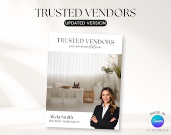 Trusted Vendors List Real Estate | Realtor Recommendation Vendors List Canva Template | Buyer Resource Guide | Realtor Marketing Guide